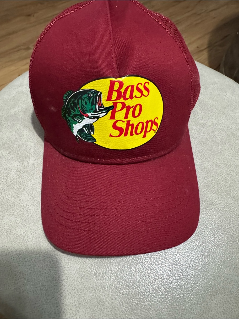 Bass Pro Shops Trucker Hat Maroon Mesh Adjustable SnapBack Like New